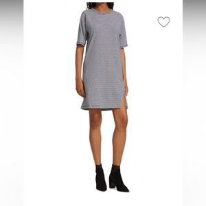 RAG & BONE Black & White Striped Tee Dress L